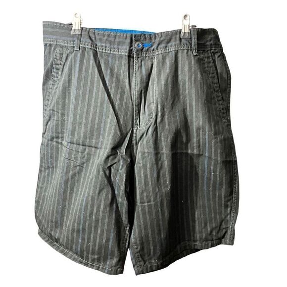 Ocean Pacific (OP) Black with Blue Pinstriped Long, Cotton Shorts (36). - Picture 1 of 8